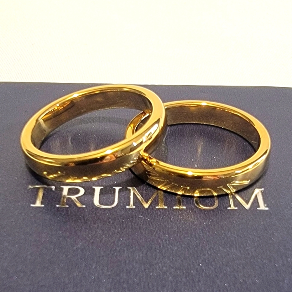 TRUMIUM Wedding Band Ring Set Unisex High Polish Finish